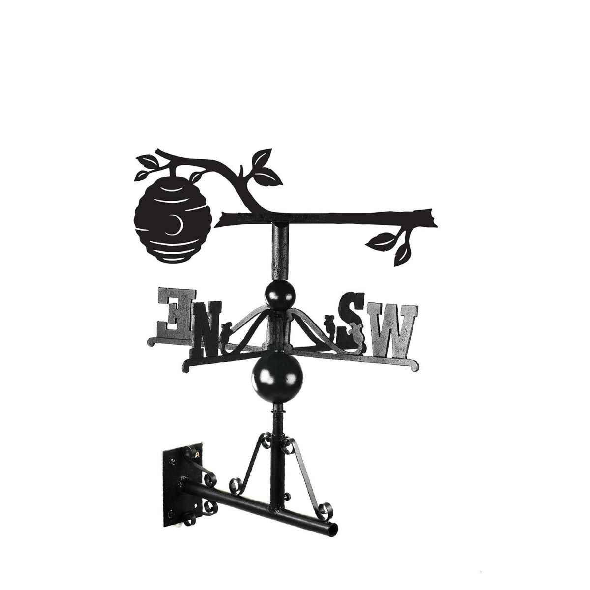 Beehive on Branch Weathervane Finished in Black