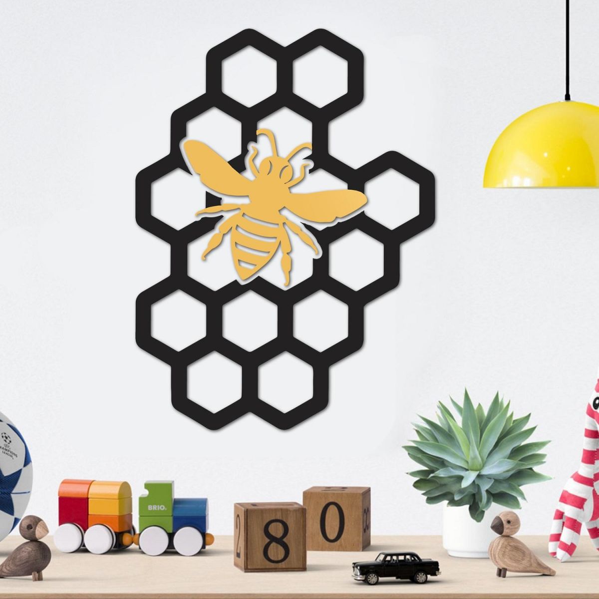 Black & Gold Bee Honeycomb Wall Art 