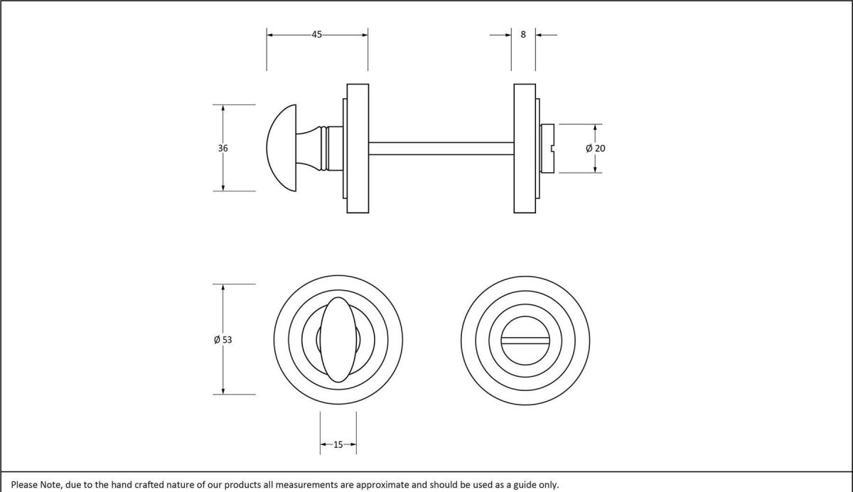 Aged Pewter Concealed Thumbturn Set with Art Deco Cover Dimensions Aged Pewter Concealed Thumbturn Set with Art Deco Cover Dimensions