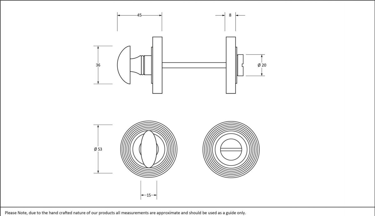 Aged Pewter Concealed Thumbturn Set with Layered Beehive Cover Dimensions