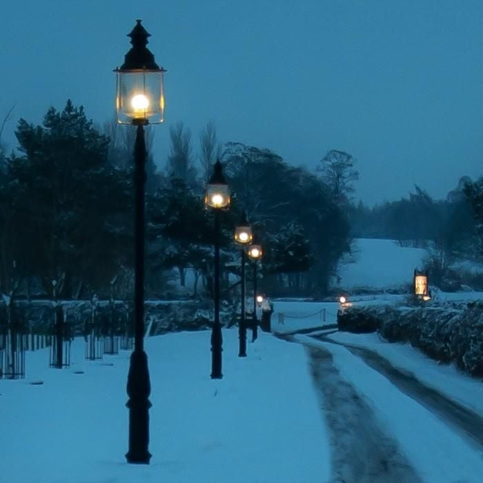 "Belgravia" Extra Large Lamp Post & Lantern in Use at Night