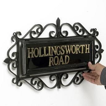 "Belgravia" Ornate Wrought Iron Scrolled Sign to Scale