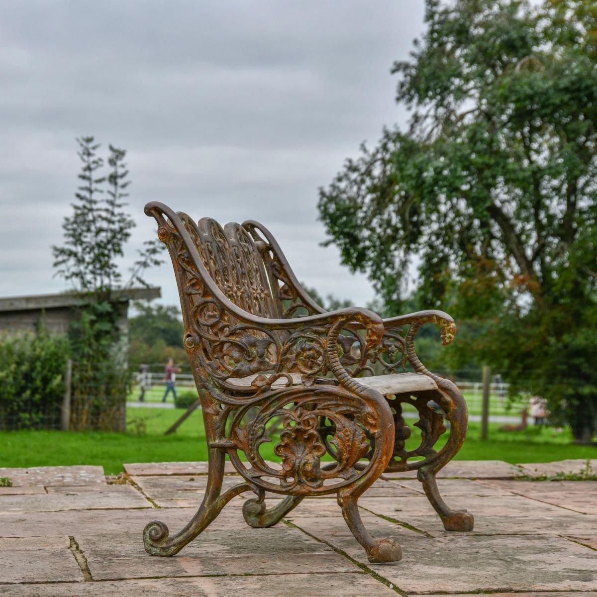 Side view of Rustic "Serpent" Gothic Garden Bench
