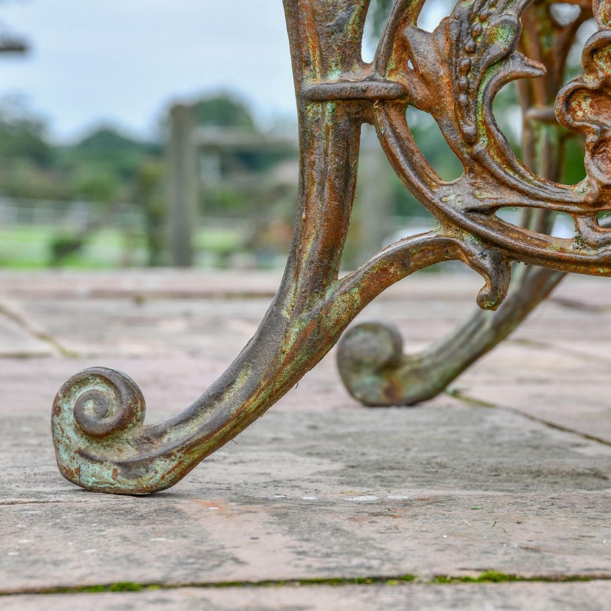 Close up of Aged Rustic finish on Bench feet