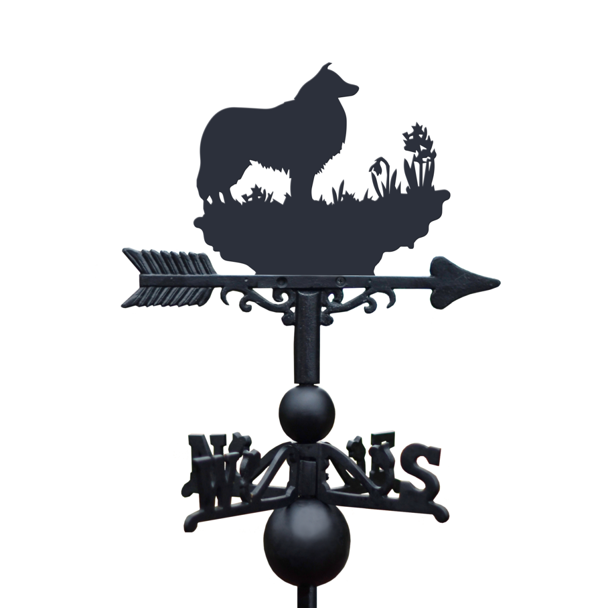 Rough Collie Weathervane on White Background