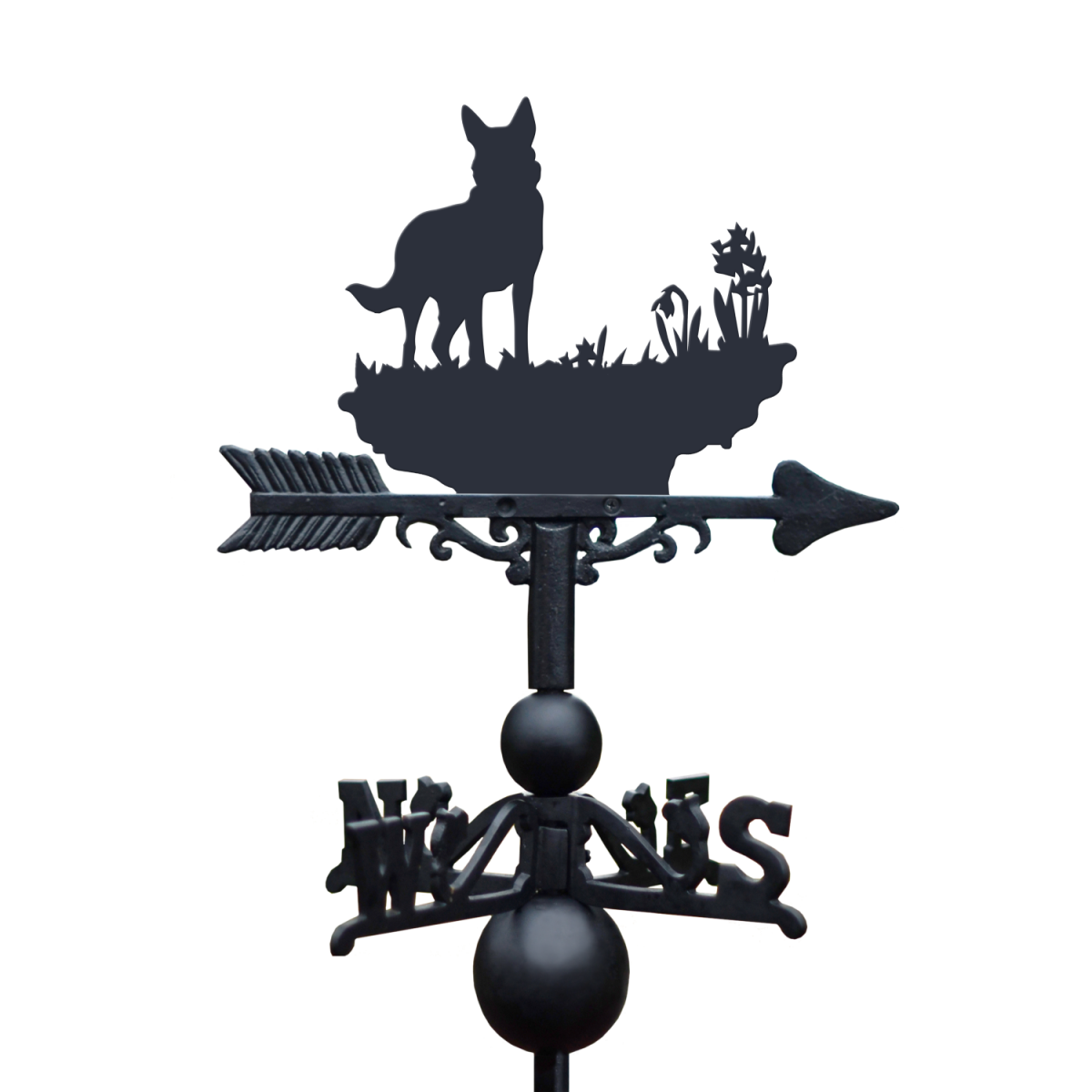 German Shephard Weathervane on White Background