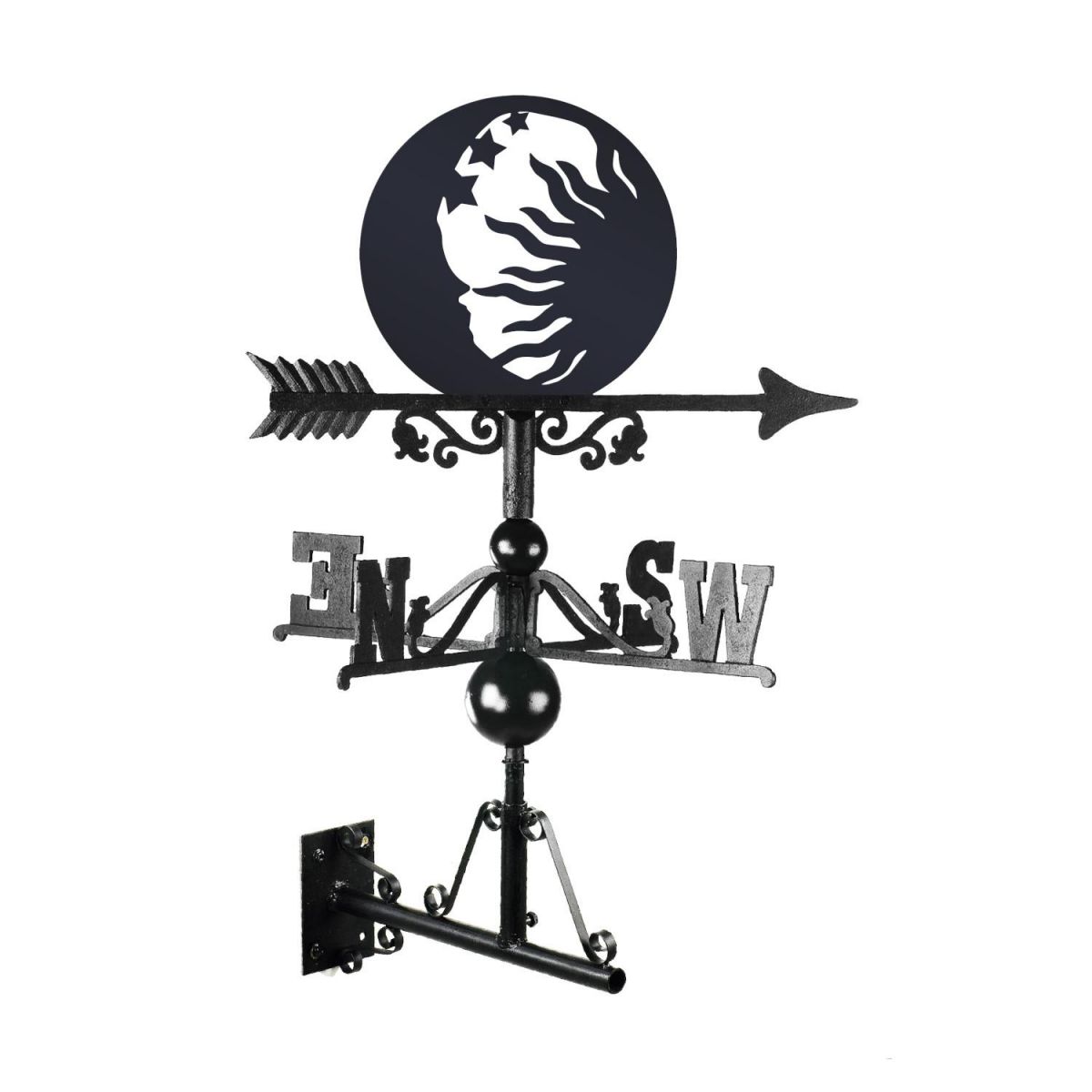 Sun & Moon Weathervane Mounted