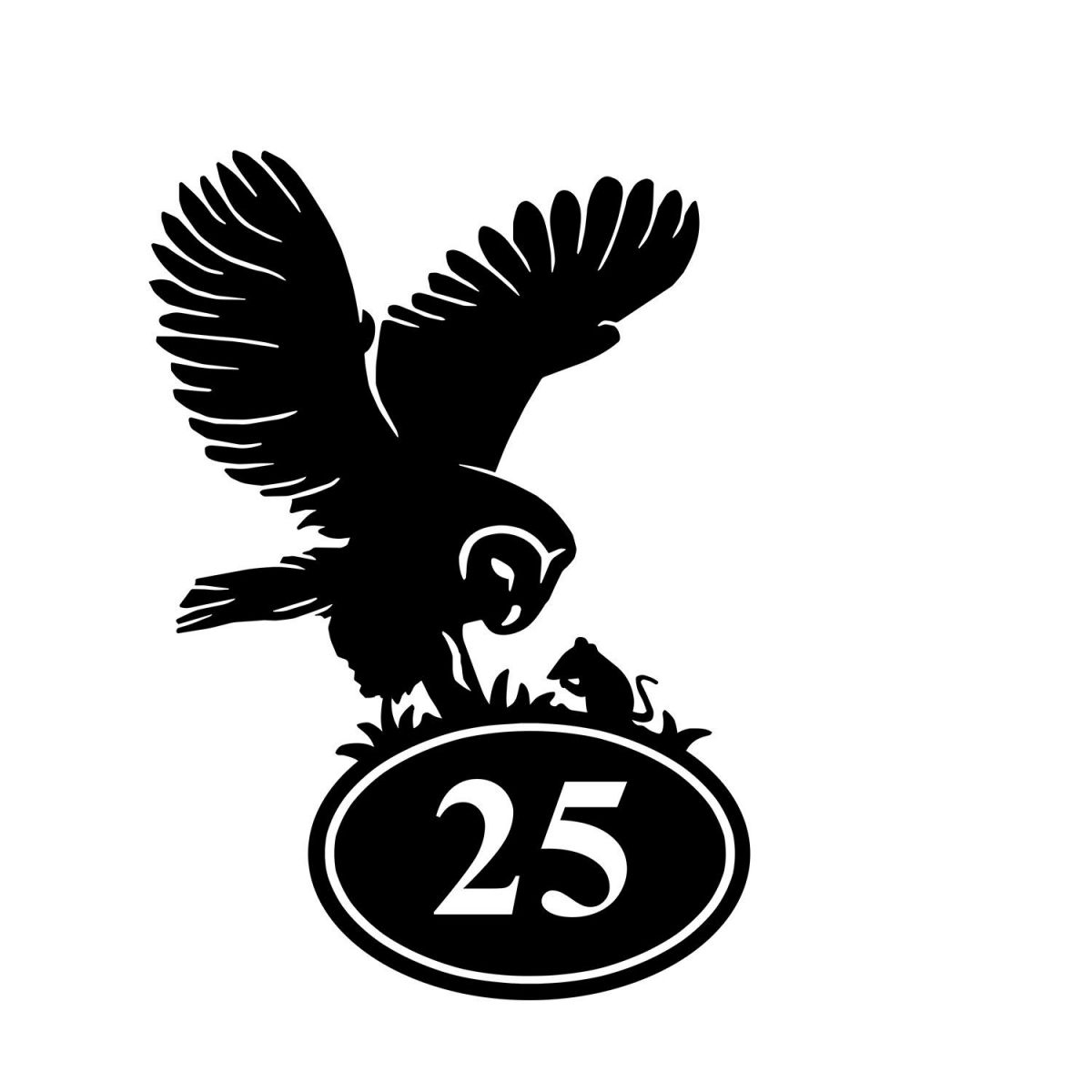 Bespoke Barn Owl House Number Sign On White Background