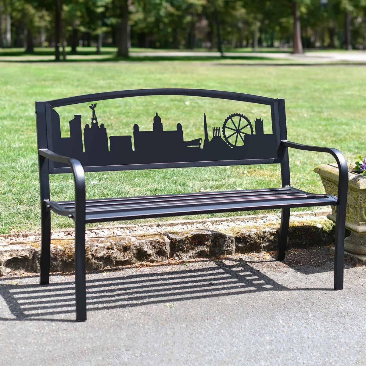 Bespoke City of Liverpool Iron & Steel Park Bench in Black