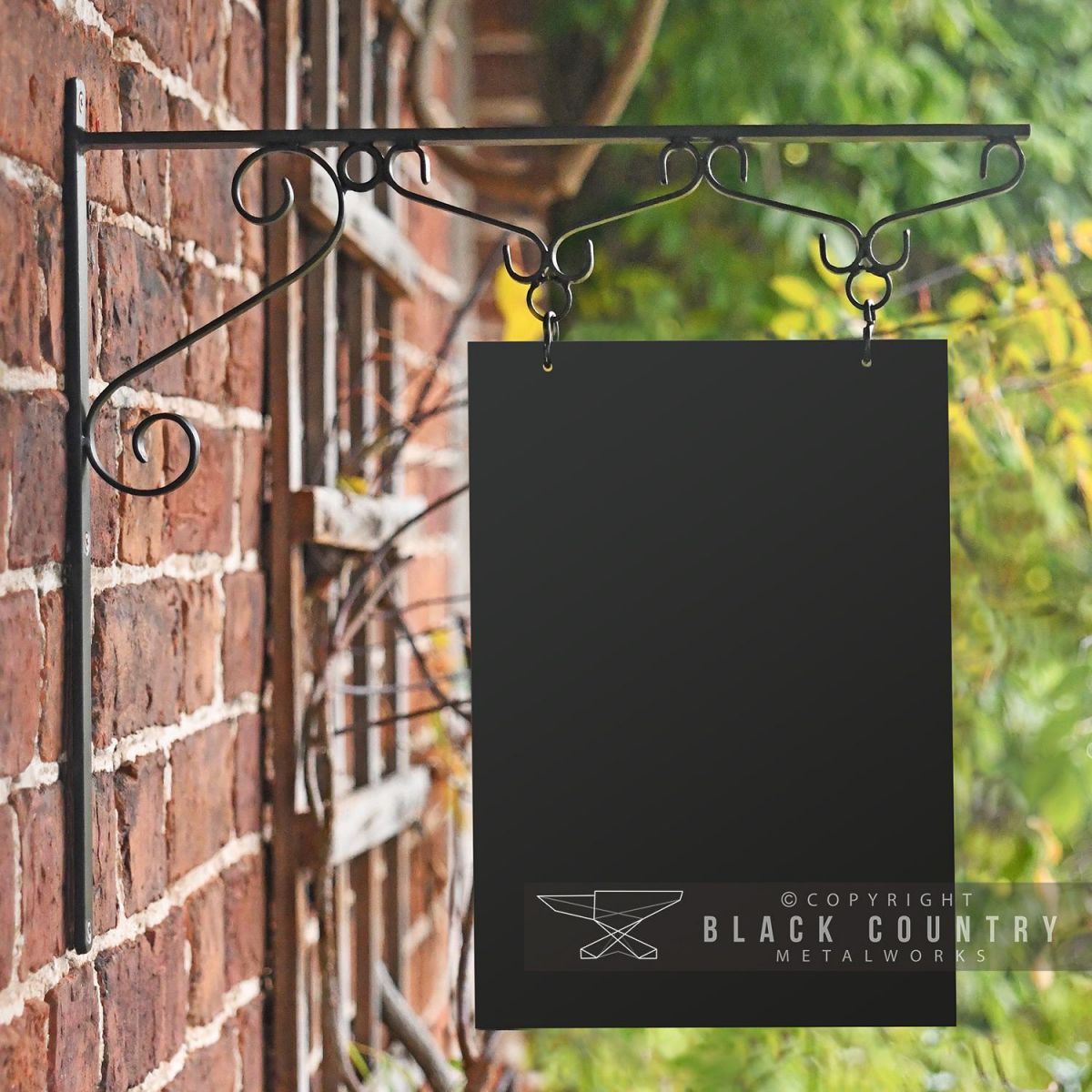 View of the Black Bespoke Hanging sign Before Design