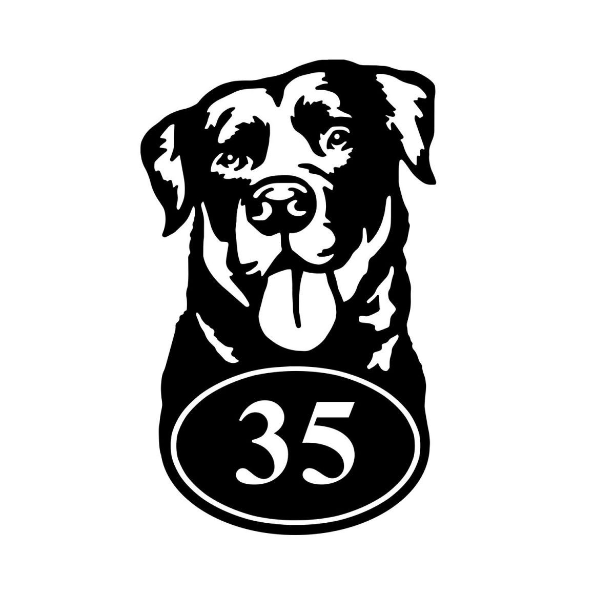 Bespoke Labrador House Number Sign On White Background