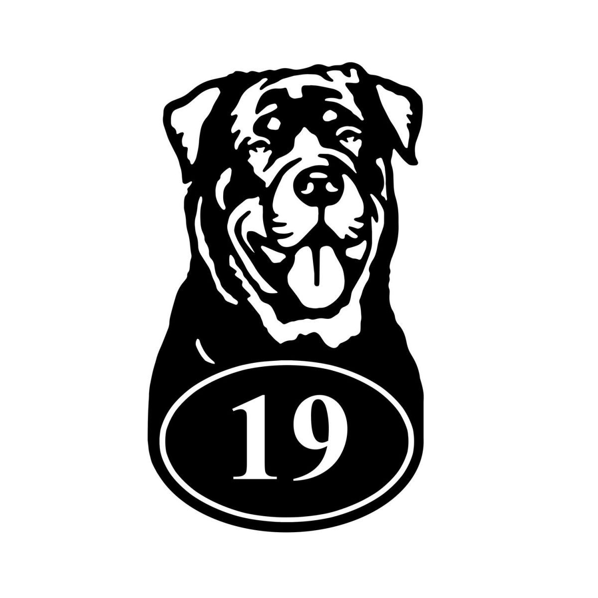 Bespoke Rottweiler House Number Sign On White Wall