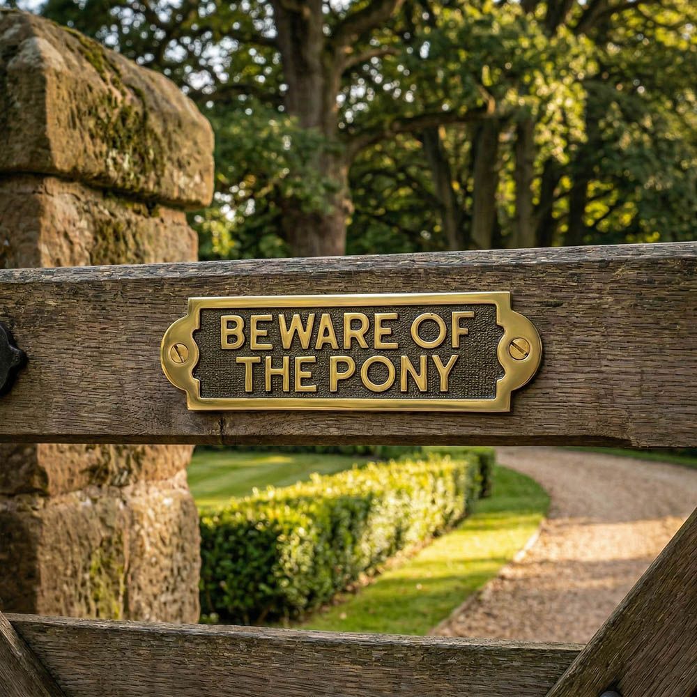 Beware of the Pony Gate Sign Digital Illustration