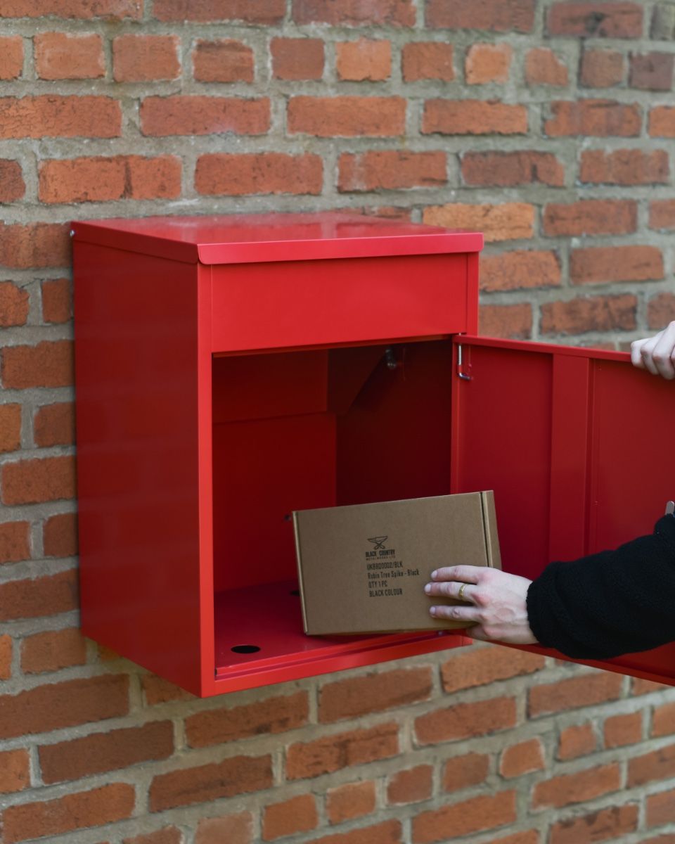 Red Bexley Wall Mounted Parcel Box Front access
