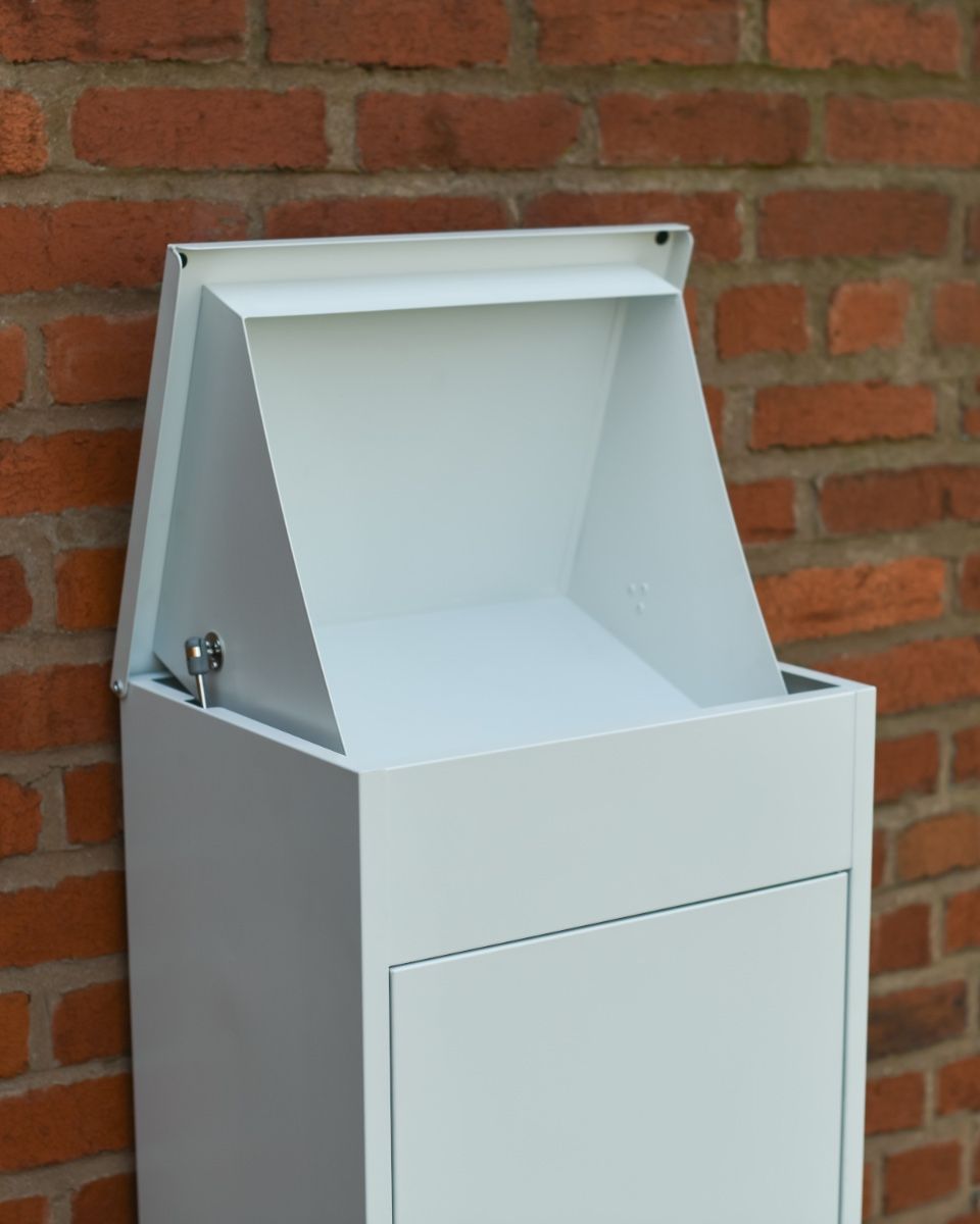 White Bexley Wall Mounted Parcel Box open lid
