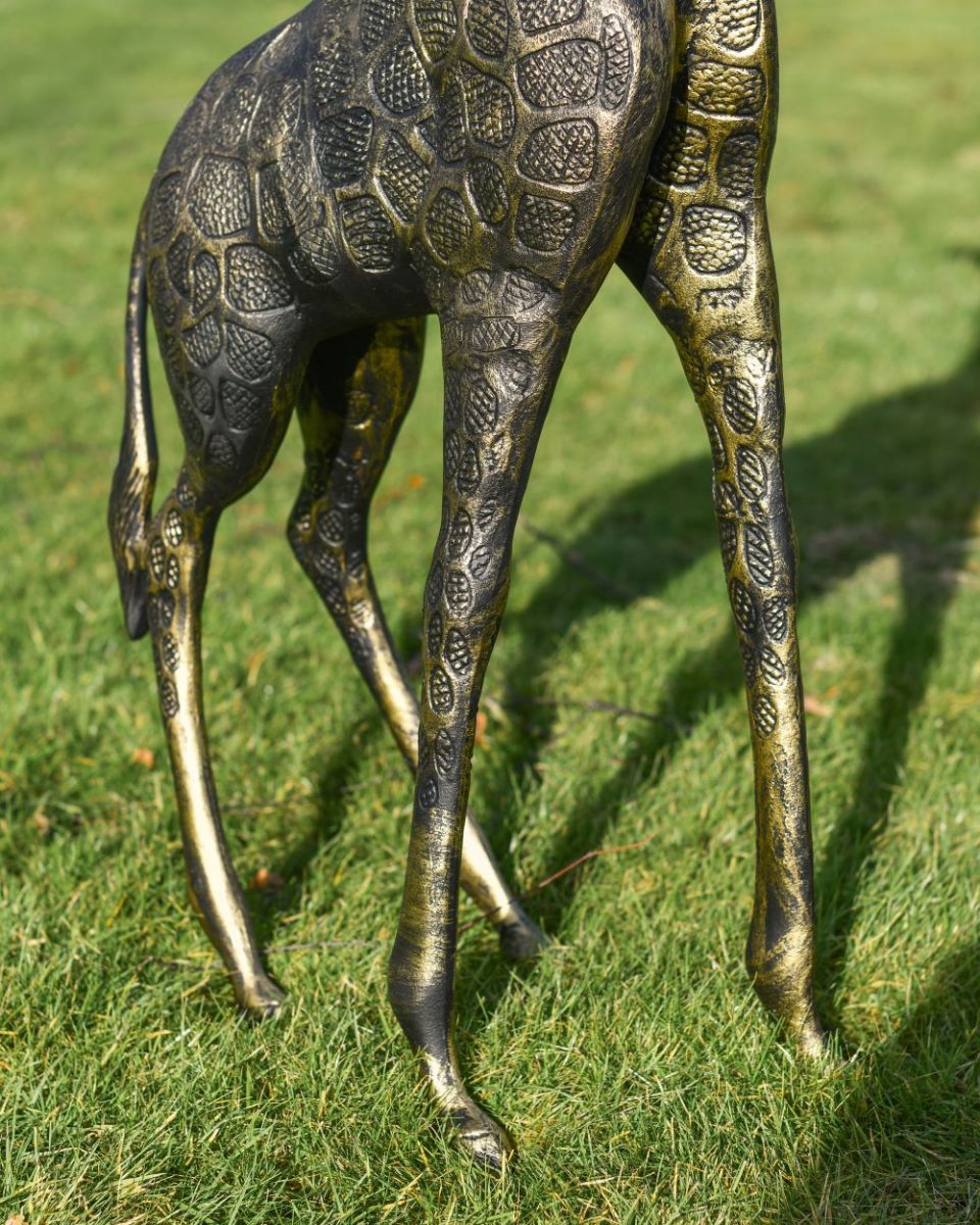 Close up of Black and Gold Finish Giraffe Cast Aluminium Sculpture Front Legs