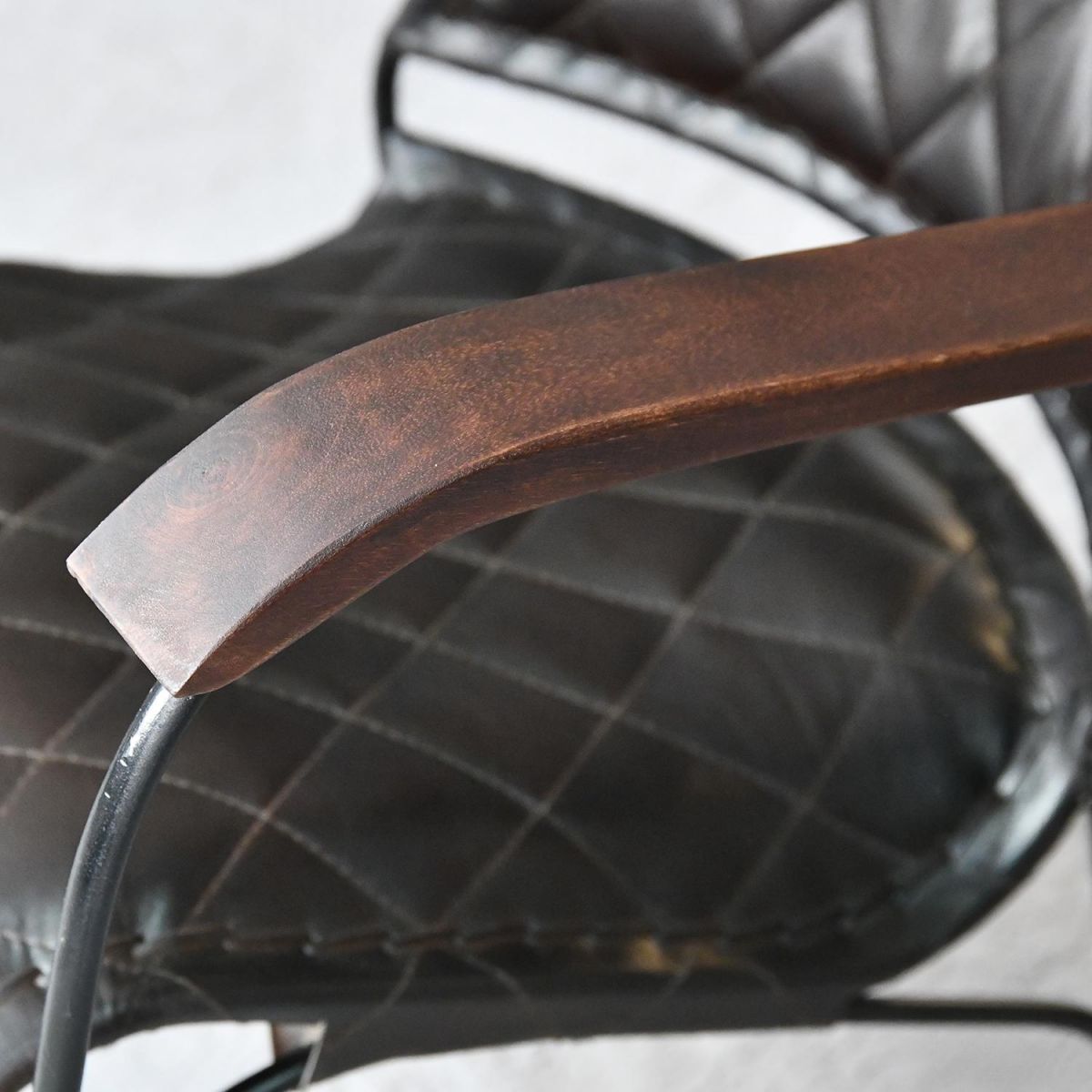 Close up of mango wood arms 