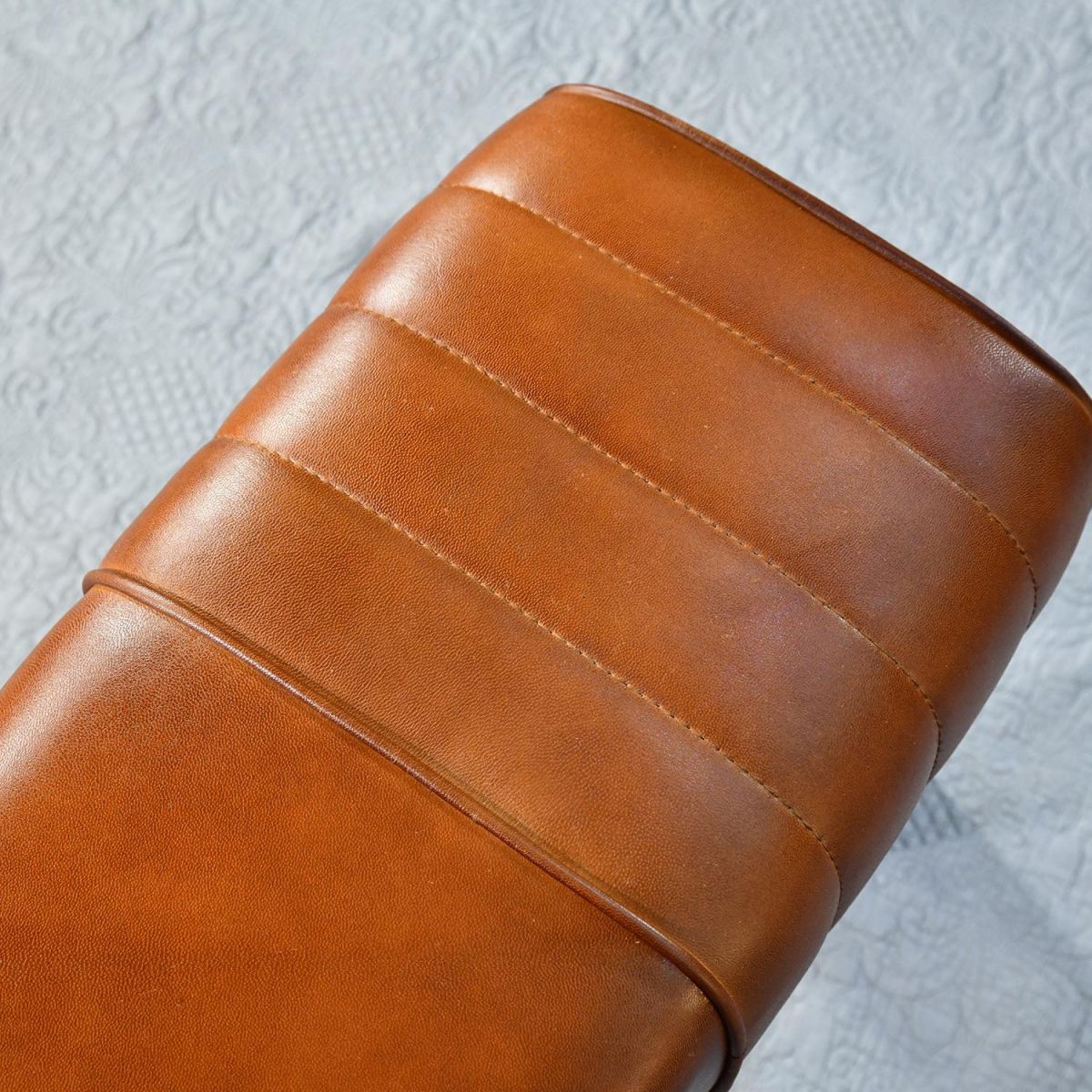 Close up of ribbed detail on leather 