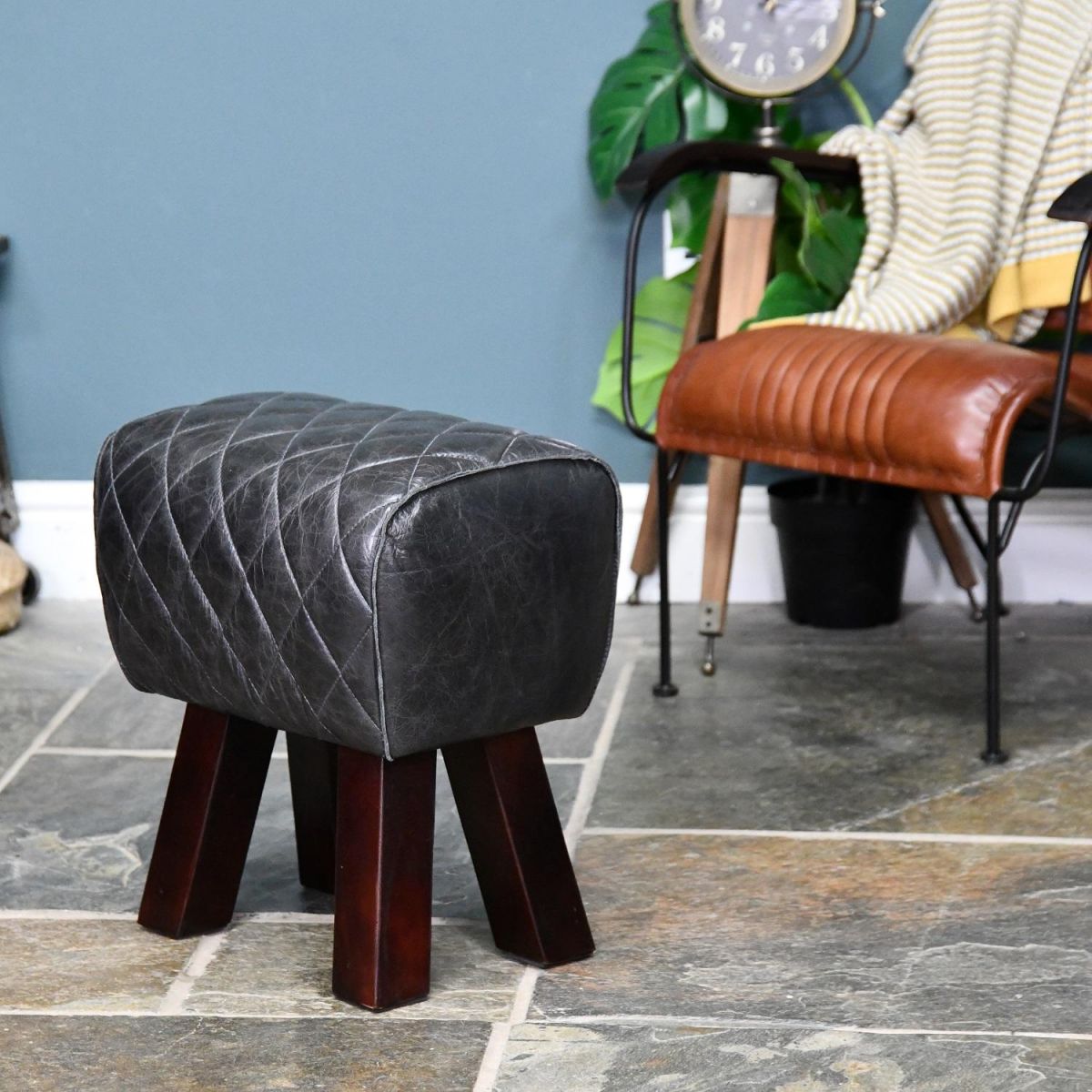 "The Yale" Dark Mango Wood & Black Leather in Situ  "The Yale" Dark Mango Wood & Black Leather in Situ