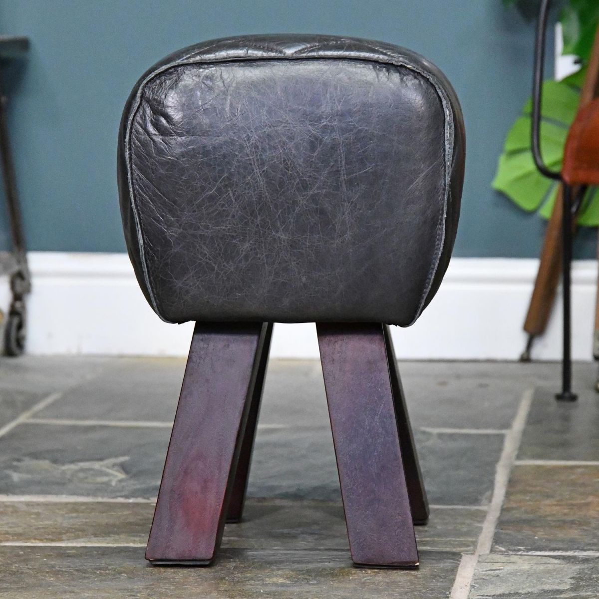 "The Yale" Dark Mango Wood & Black Leather  "The Yale" Dark Mango Wood & Black Leather