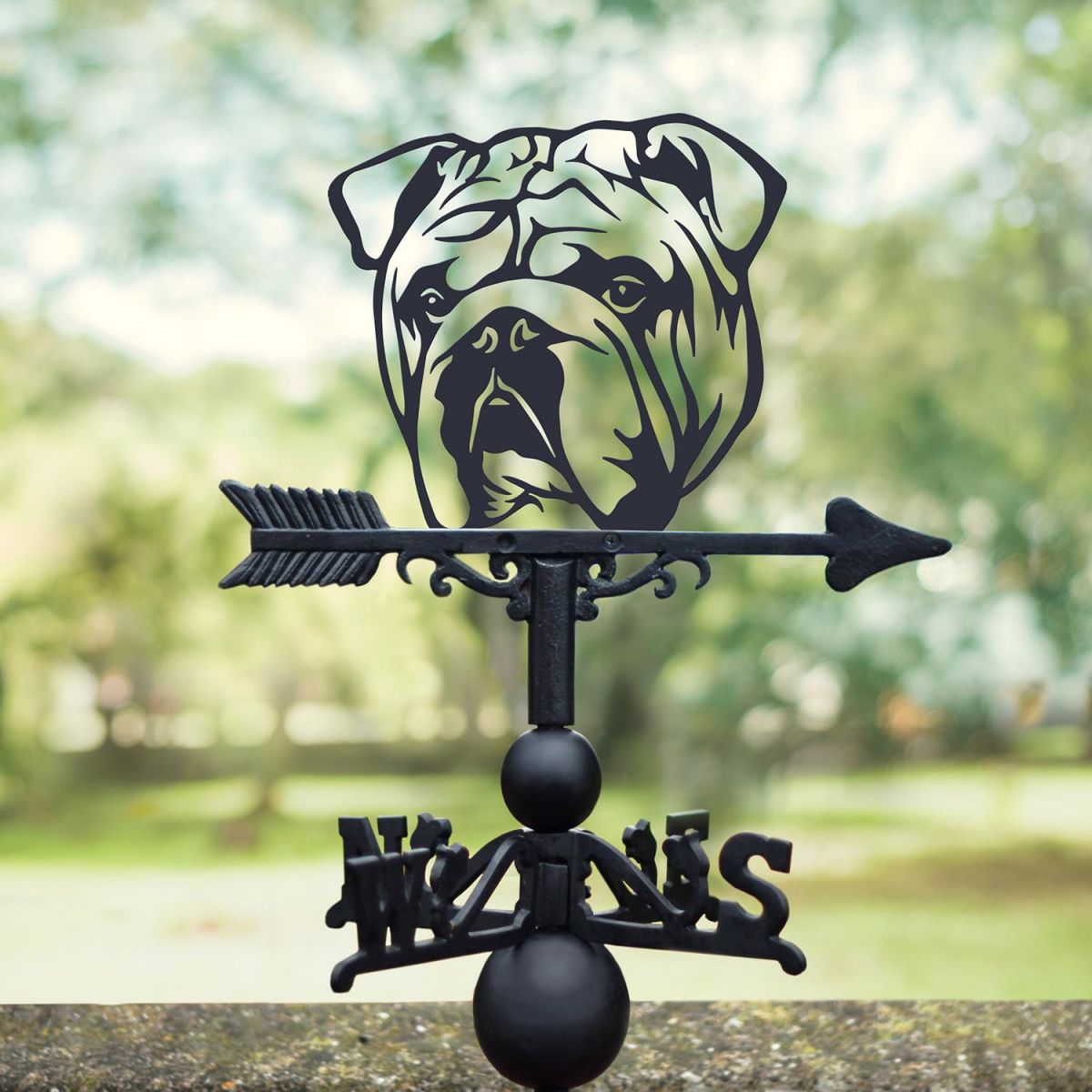 Bulldog Weathervane in Situ Outside