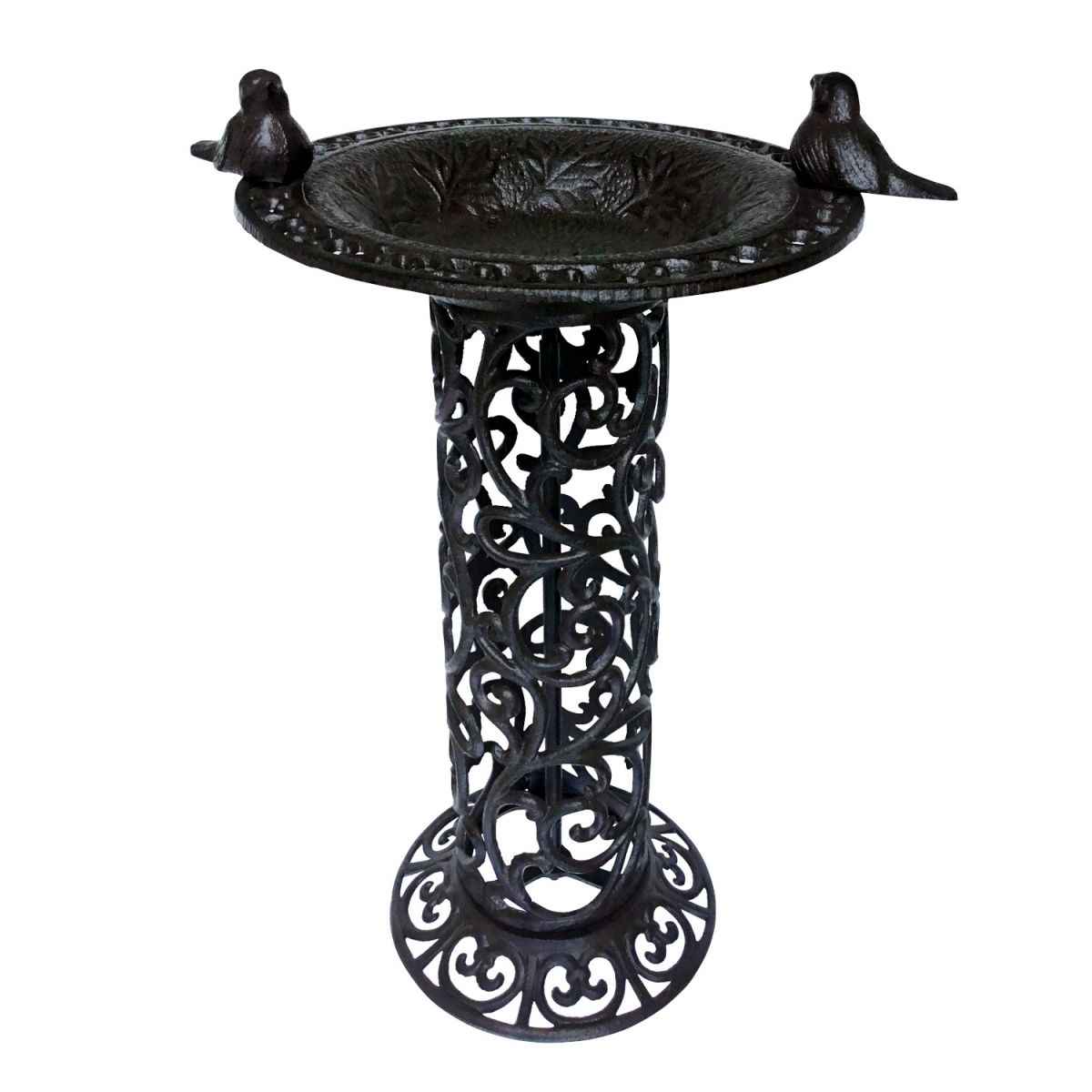 Ornate Bird Design Bird Bath Finishes in Black
