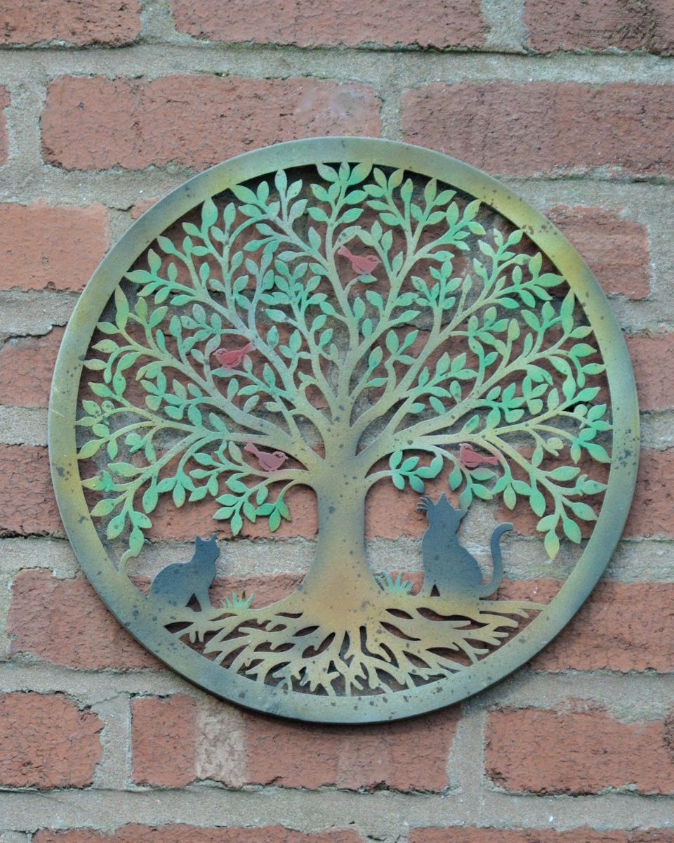 Bird Watching Cats Silhouette Garden Wall Art main