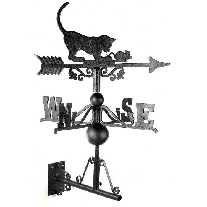 Cat & Mouse Weathervane on the Universal Bracket Horizontally  Cat & Mouse Weathervane on the Universal Bracket Horizontally