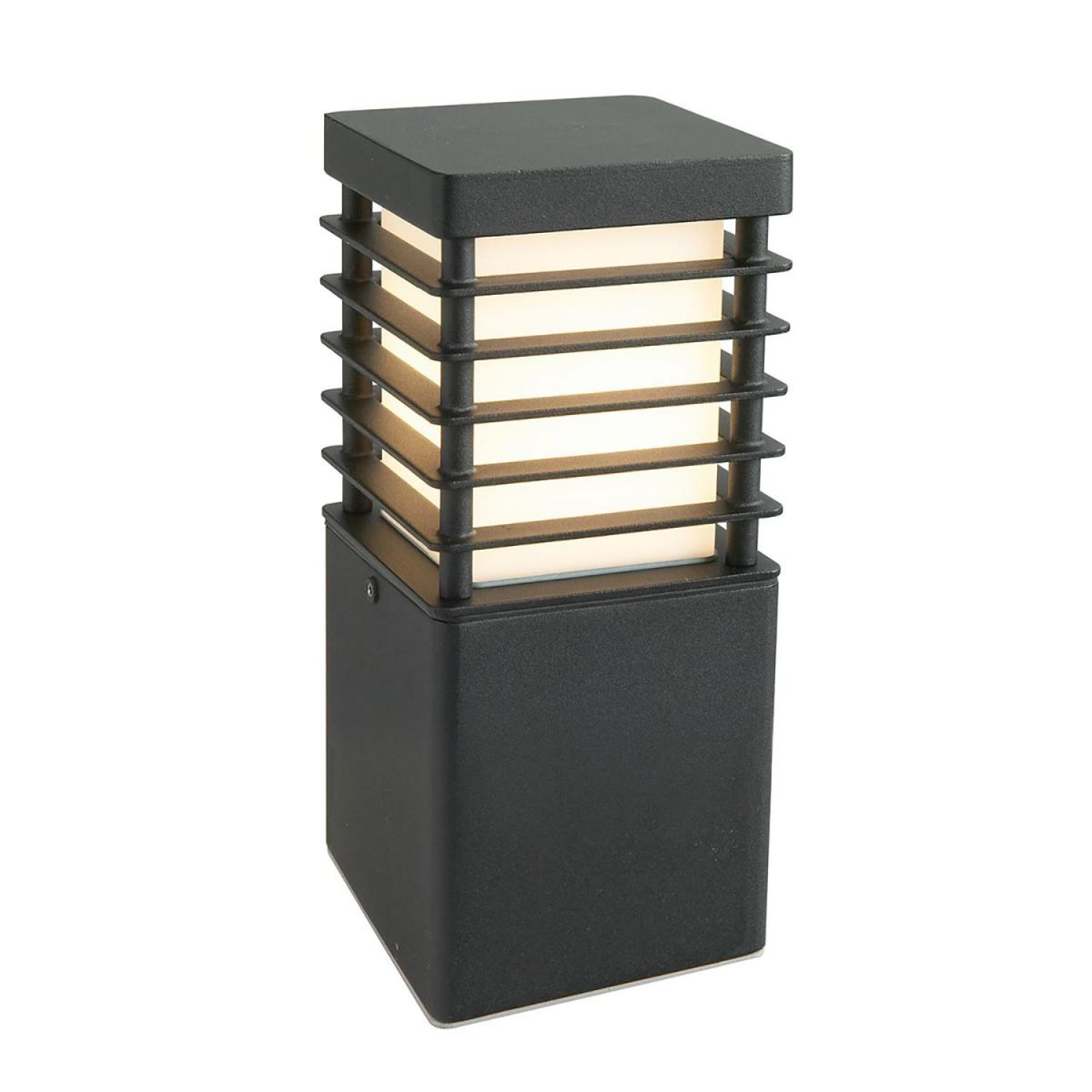 Black "Fleetwood" Steel Square Based Bollard Light - 26cm