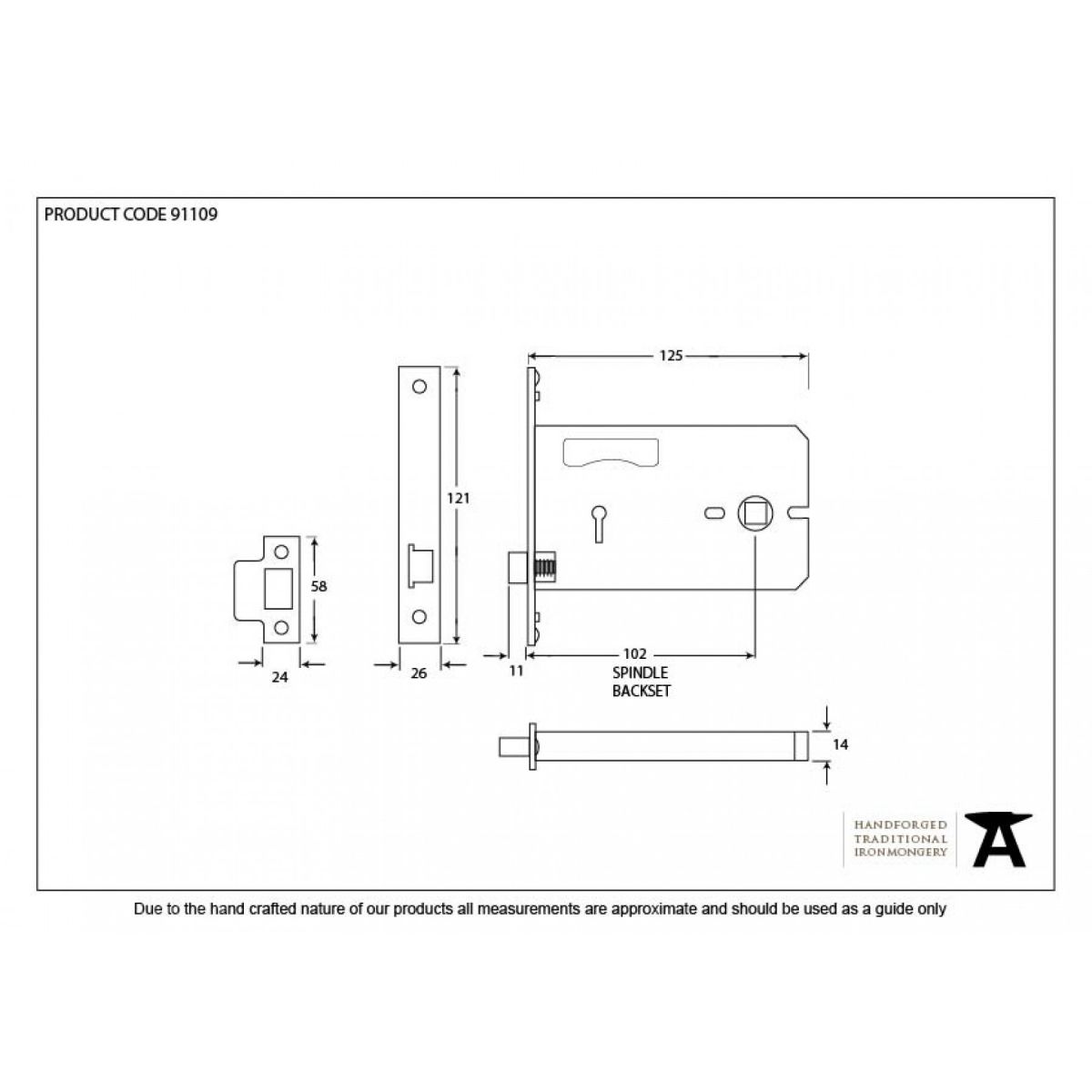 Black 5" Three Lever Latch