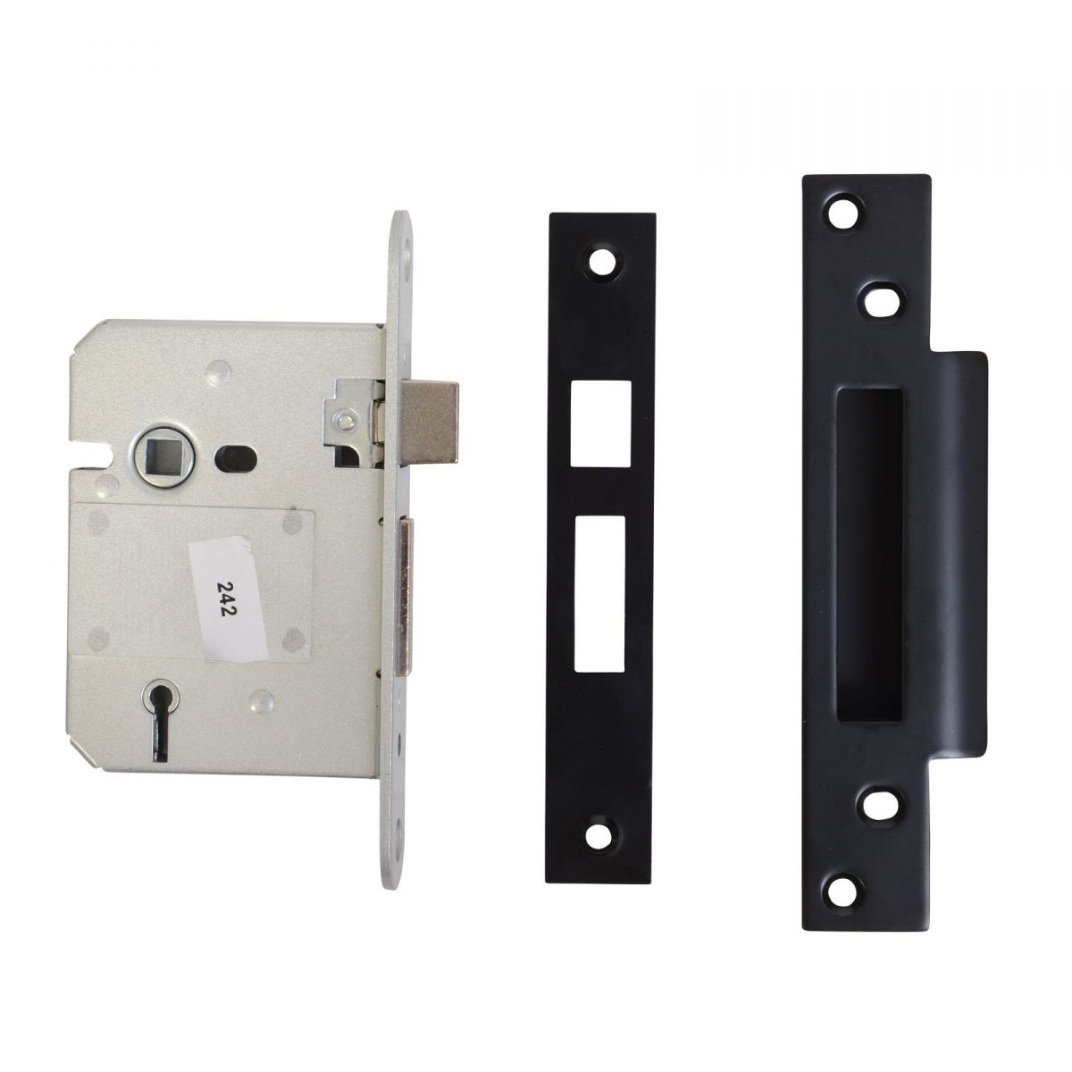 76mm Sashlock Finished in Black With Two Escutcheons 