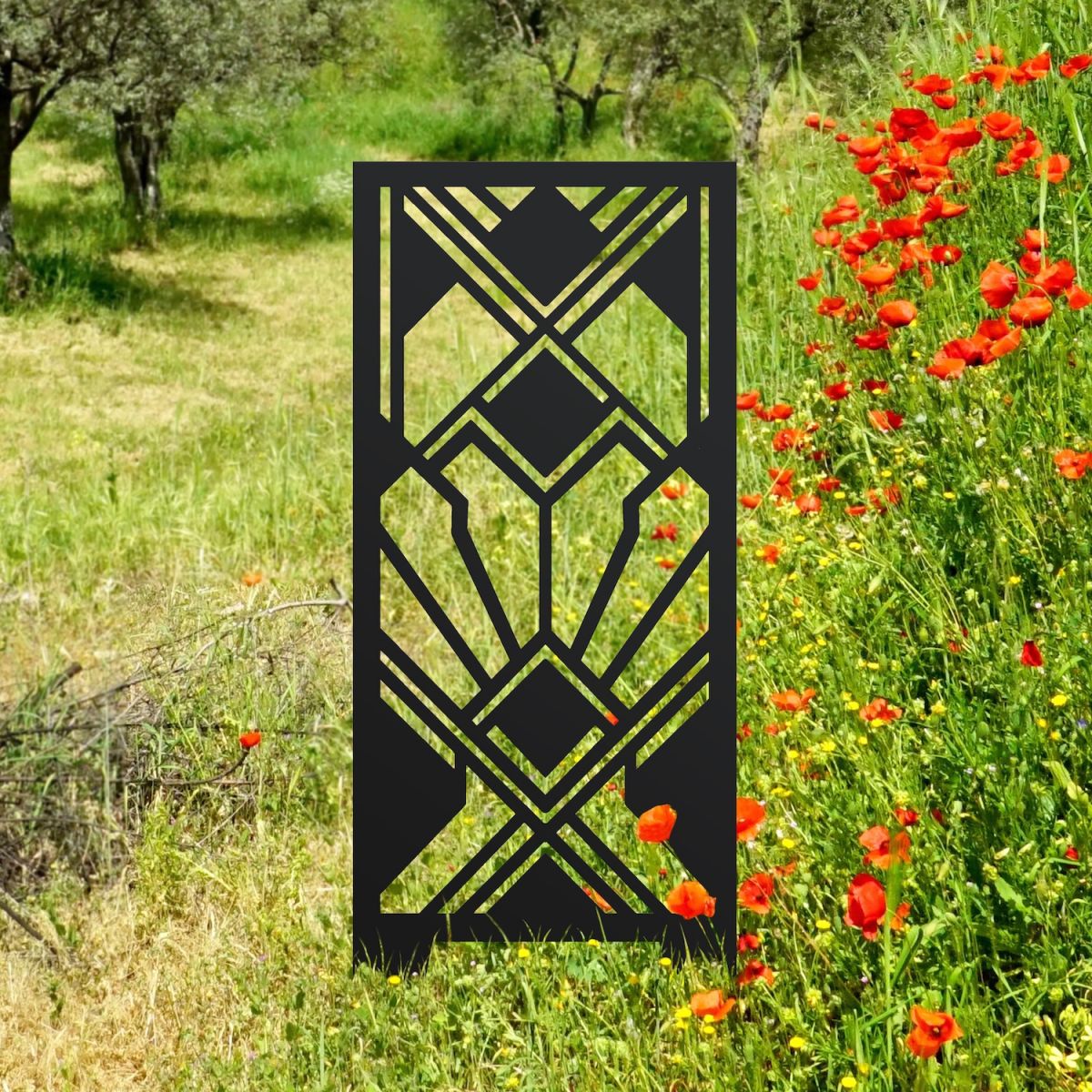 Black Abstract Garden Screen