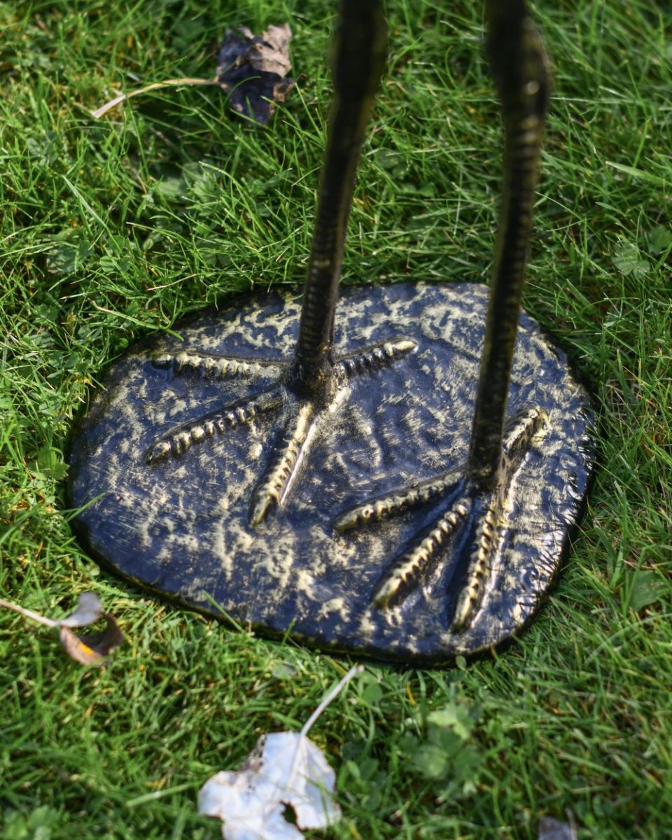 "Kingsley Crane" Black & Gold Cast Aluminium Crane Sculpture Base Detailing