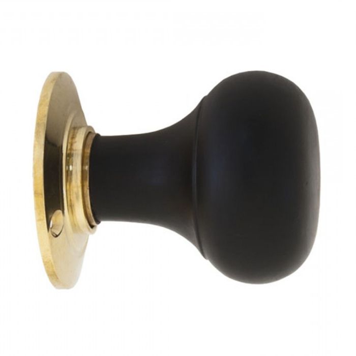 Black & Polished Brass Wooden Door Knobs