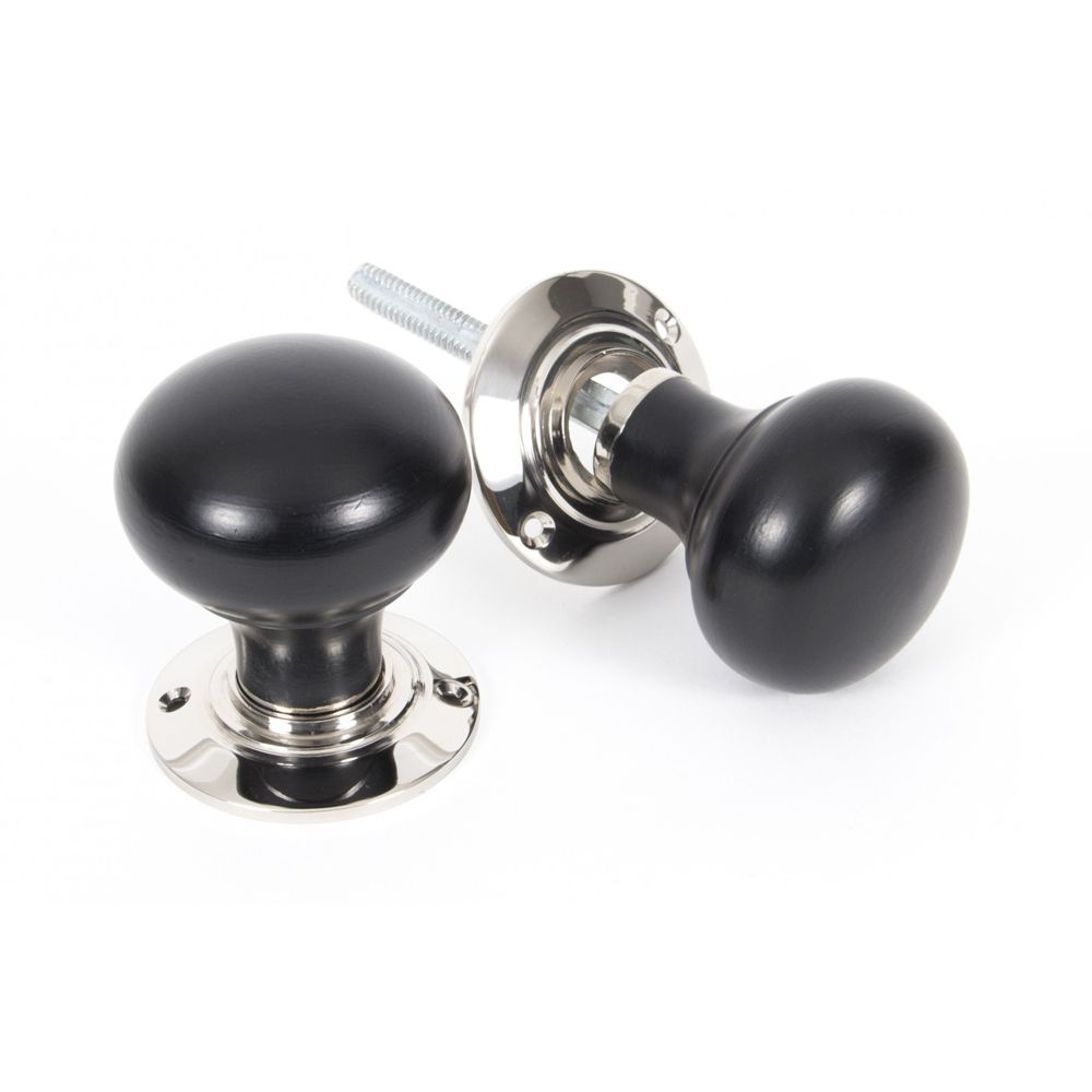 Black & Polished Nickel Wooden Door Knobs