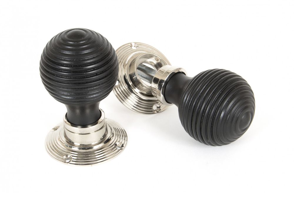 Black & Polished Nickel Spiral Wooden Door Knob Set Black & Polished Nickel Spiral Wooden Door Knob Set