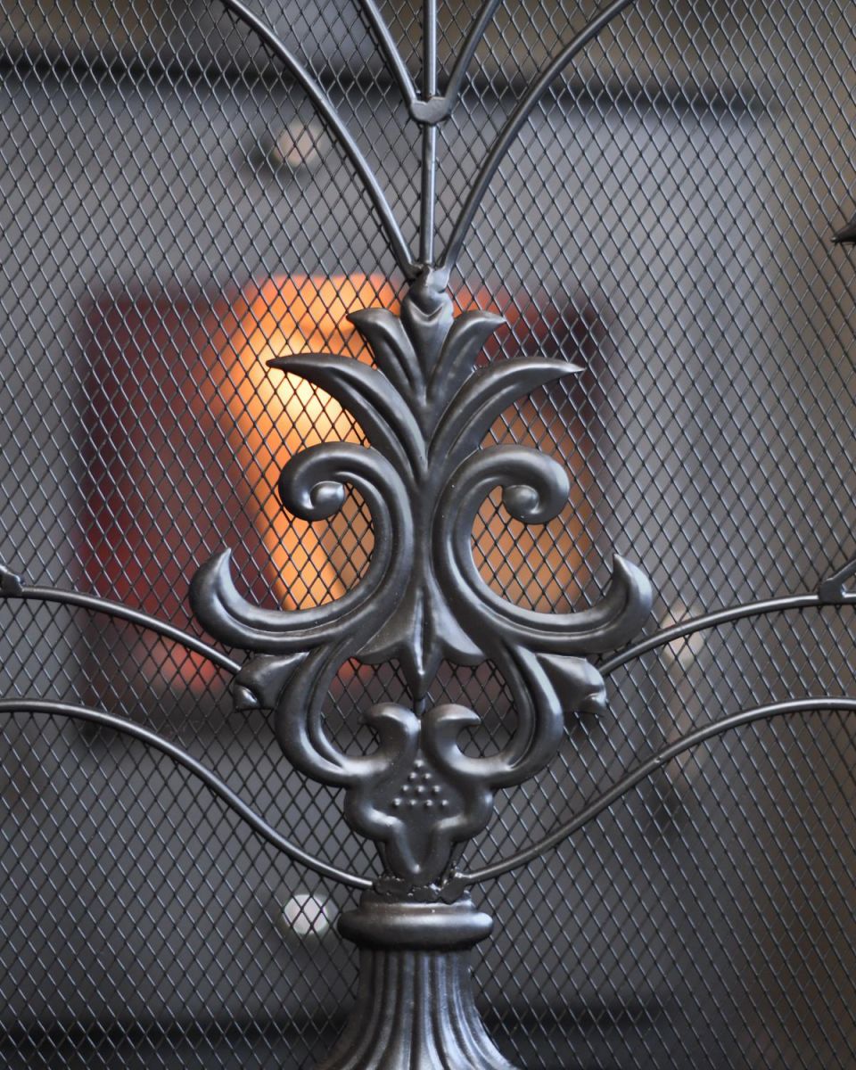 Close-Up of Black Arched "Birdwatcher" Three Fold Fireguard Pattern