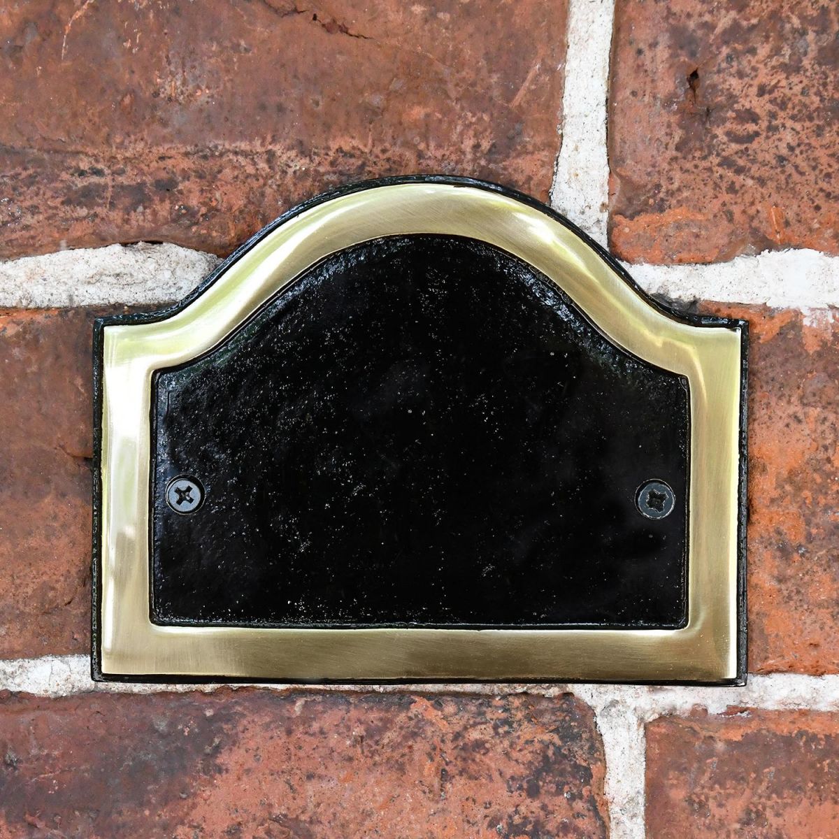 Blank Black & Brass Arched Number Sign