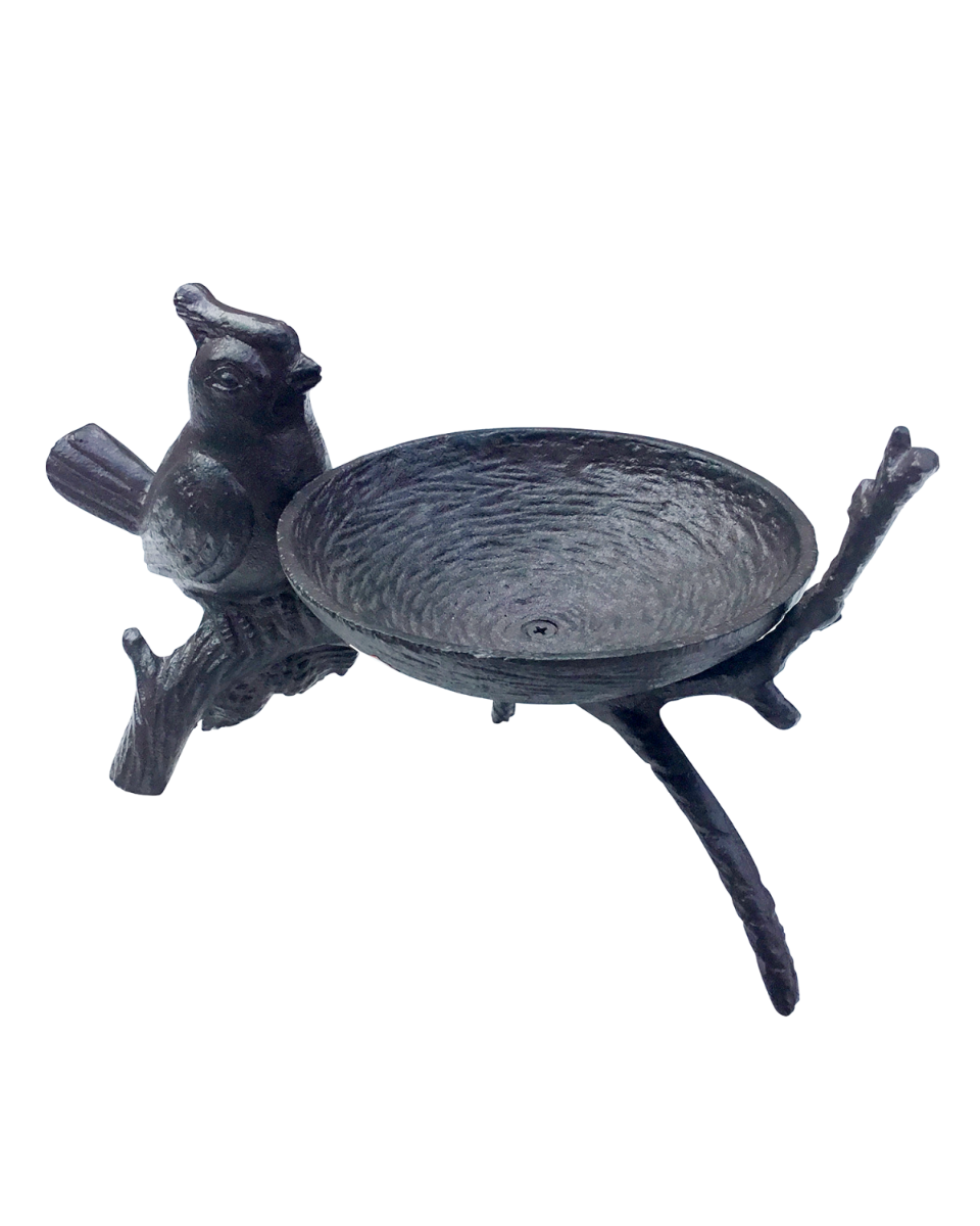 "Bird Sitting On Branch" Bird Bath & Feeder in Black