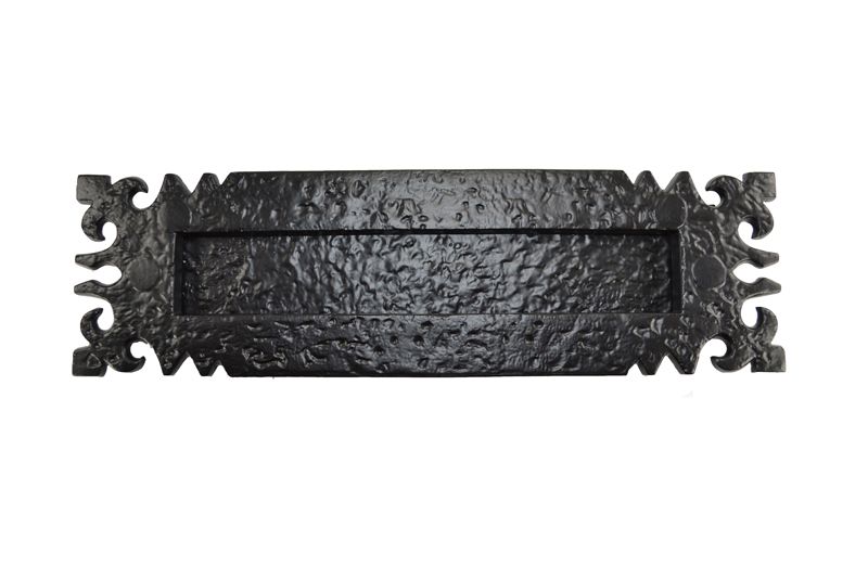 black cast iron mail slot