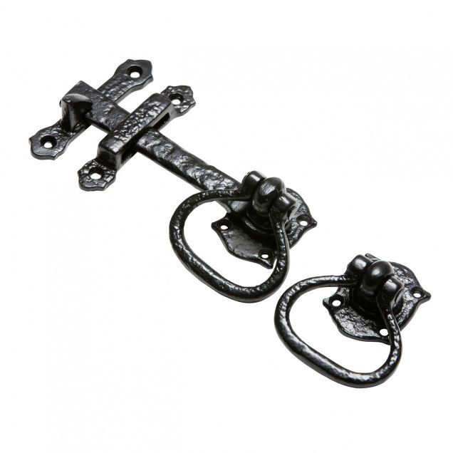 Black Cast Iron Ovate Handle Door Latch