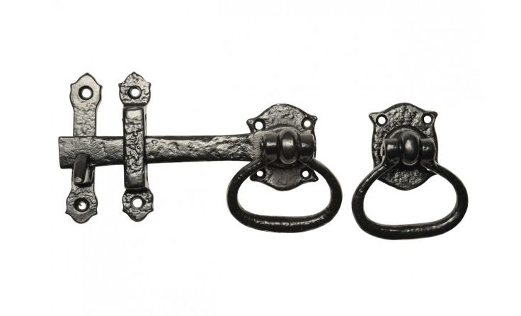 Black Cast Iron Ovate Handle Door Latch