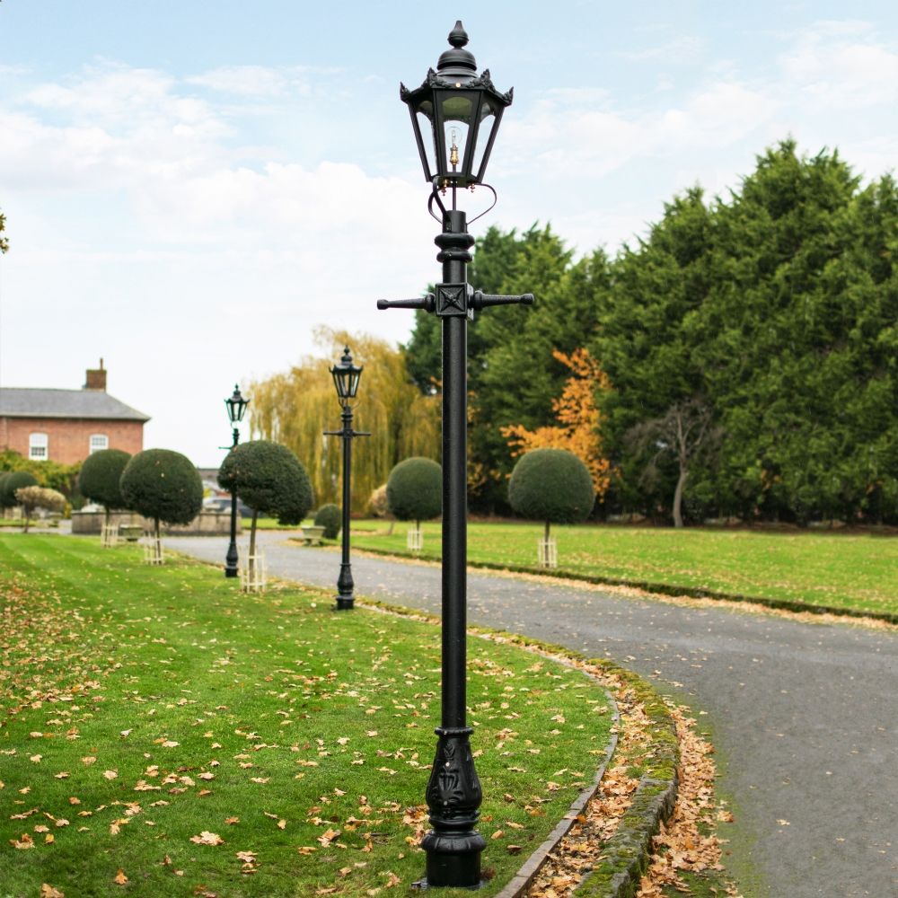 Black Concordia Hexagonal Lamp Post & Lantern Set 2.7m 