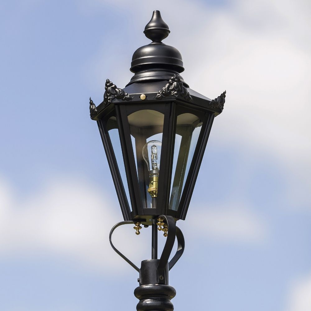 Black Concordia Hexagonal Lamp Post & Lantern Set 2.3m 