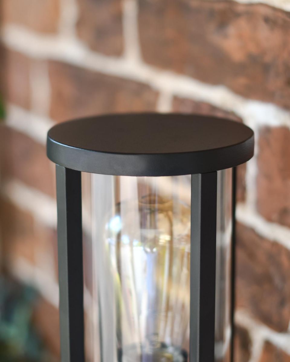 Close-Up of Black Contemporary "Charlotte" Outdoor Wall Light with Motion Sensor