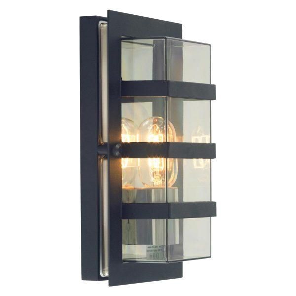 Black Contemporary "Clear Woodbury" Striped Outdoor Wall Light Black Contemporary "Clear Woodbury" Striped Outdoor Wall Light