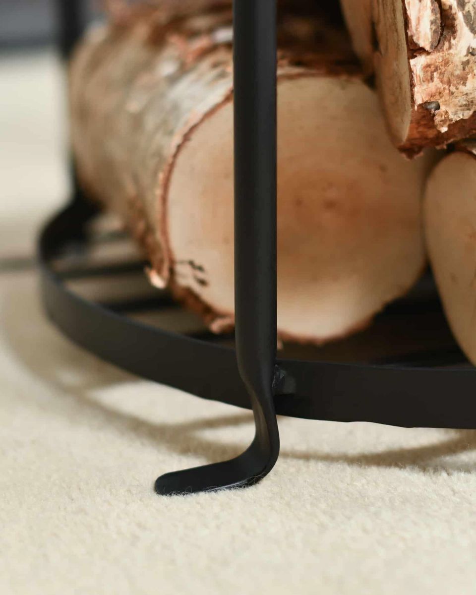 Close-Up of Feet for Black Contemporary Open Log Rack 