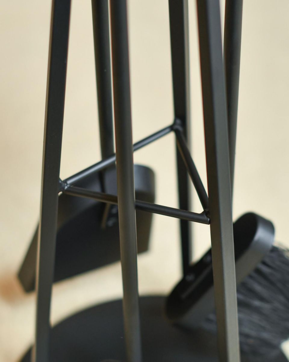 Close Up Of Black Contemporary "Pyramid" Companion Set Structure Close Up Of Black Contemporary "Pyramid" Companion Set Structure