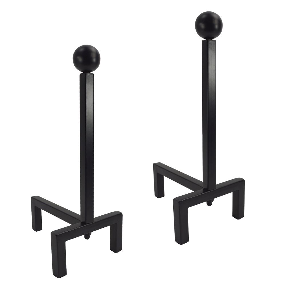 Black Contemporary Steel Fire Dogs