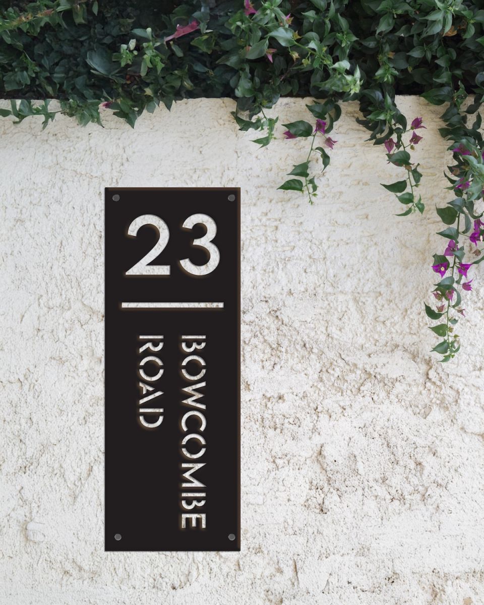 Black Contemporary Vertical House Sign